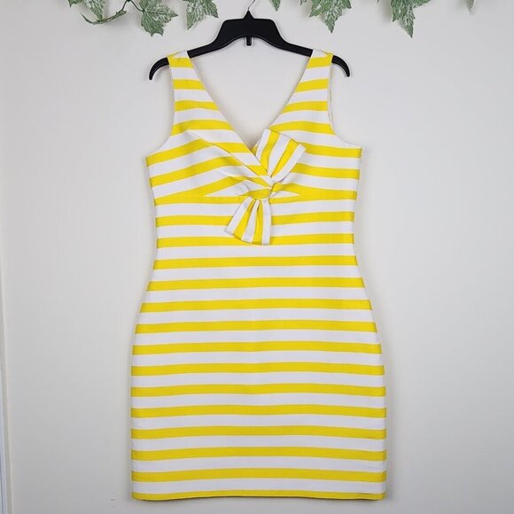 kate spade Dresses & Skirts - Kate Spade Size 14 Cotton Silk Yellow White Striped Bow Silverscreen Dress